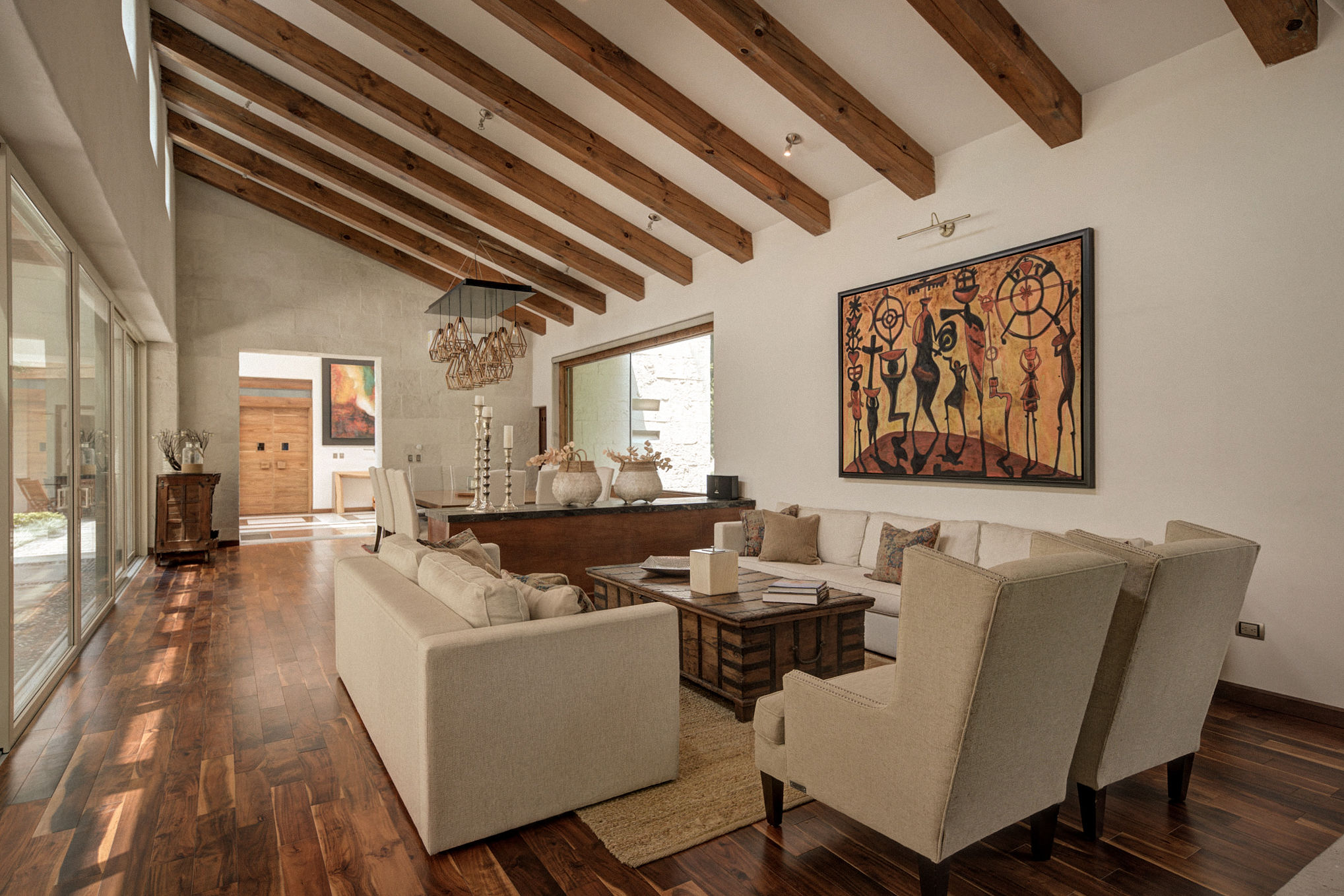 Sofá curvo con sombras